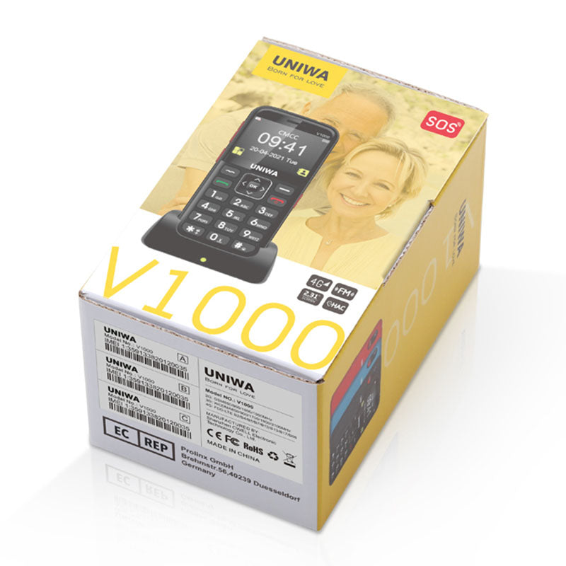 UNIWA V1000 4G 2.31 Inch Big Button Cell Phone for Seniors Big Button Bar Phone US Version