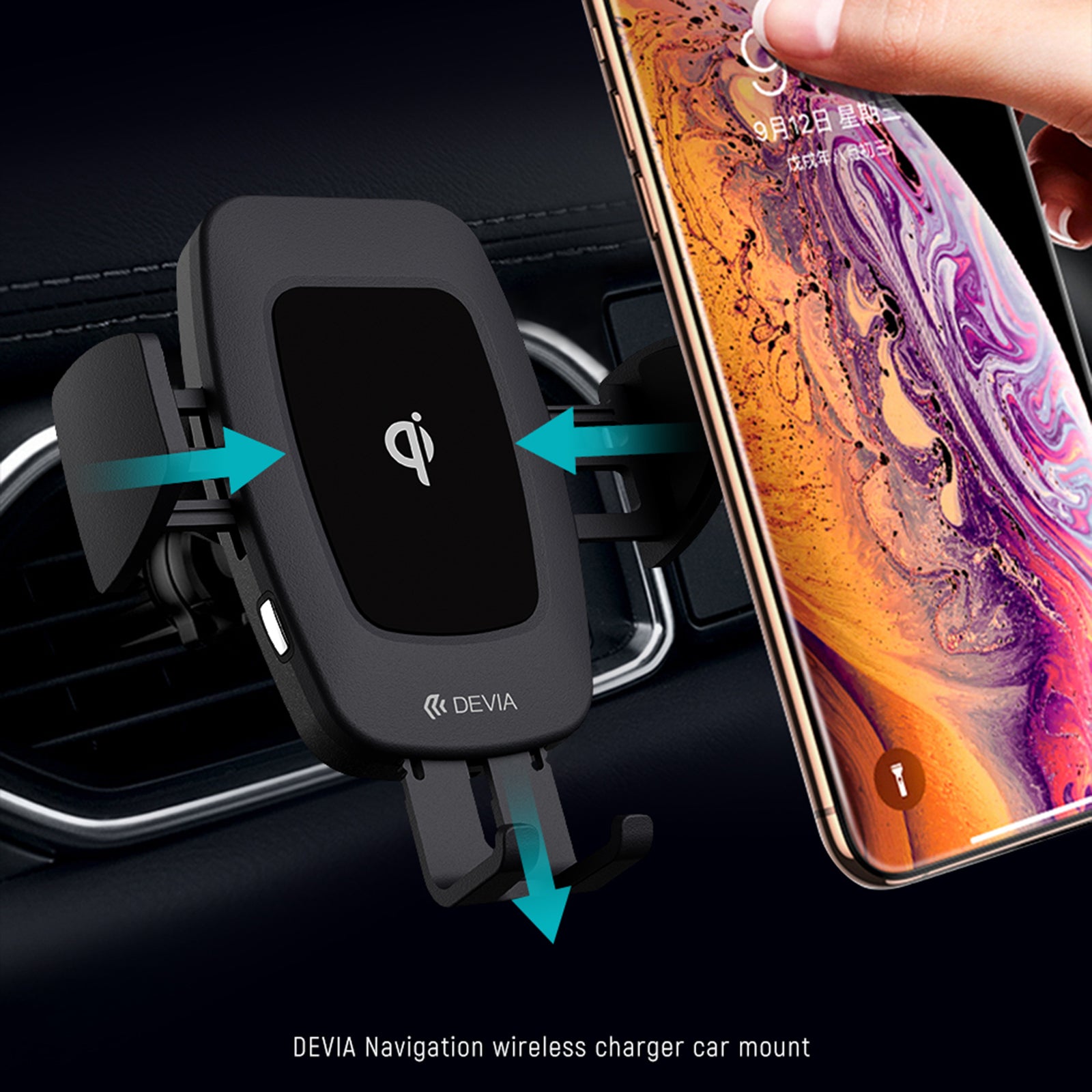 DEVIA EA195 Wireless Car Charger Mount 10W Qi Fast Charging Car Phone Holder