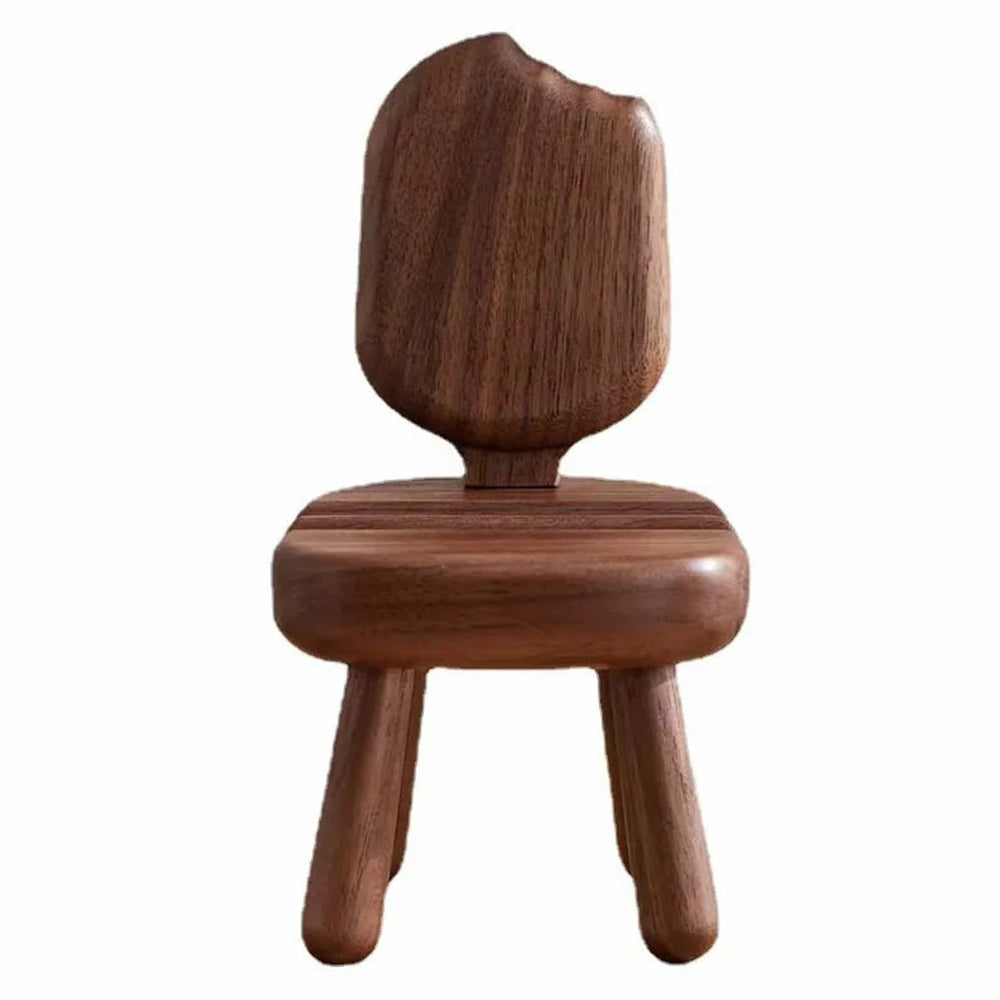 SJJ-HHTM-1 Chair-Shaped Creative Phone Holder for iPhone 16 / 16 Ultra / 16 Pro / 16 Pro Max Walnut Solid Wood Tablet Mobile Phone Stand