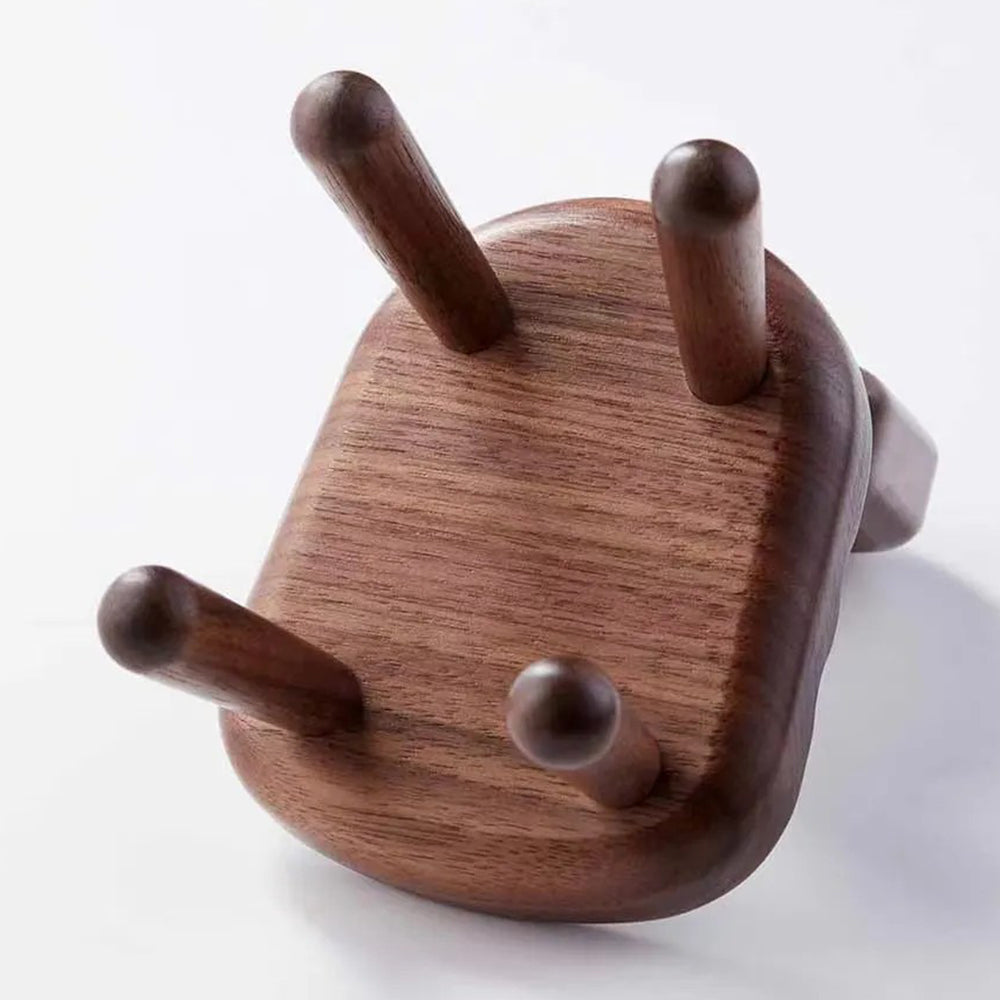 SJJ-HHTM-1 Chair-Shaped Creative Phone Holder for iPhone 16 / 16 Ultra / 16 Pro / 16 Pro Max Walnut Solid Wood Tablet Mobile Phone Stand