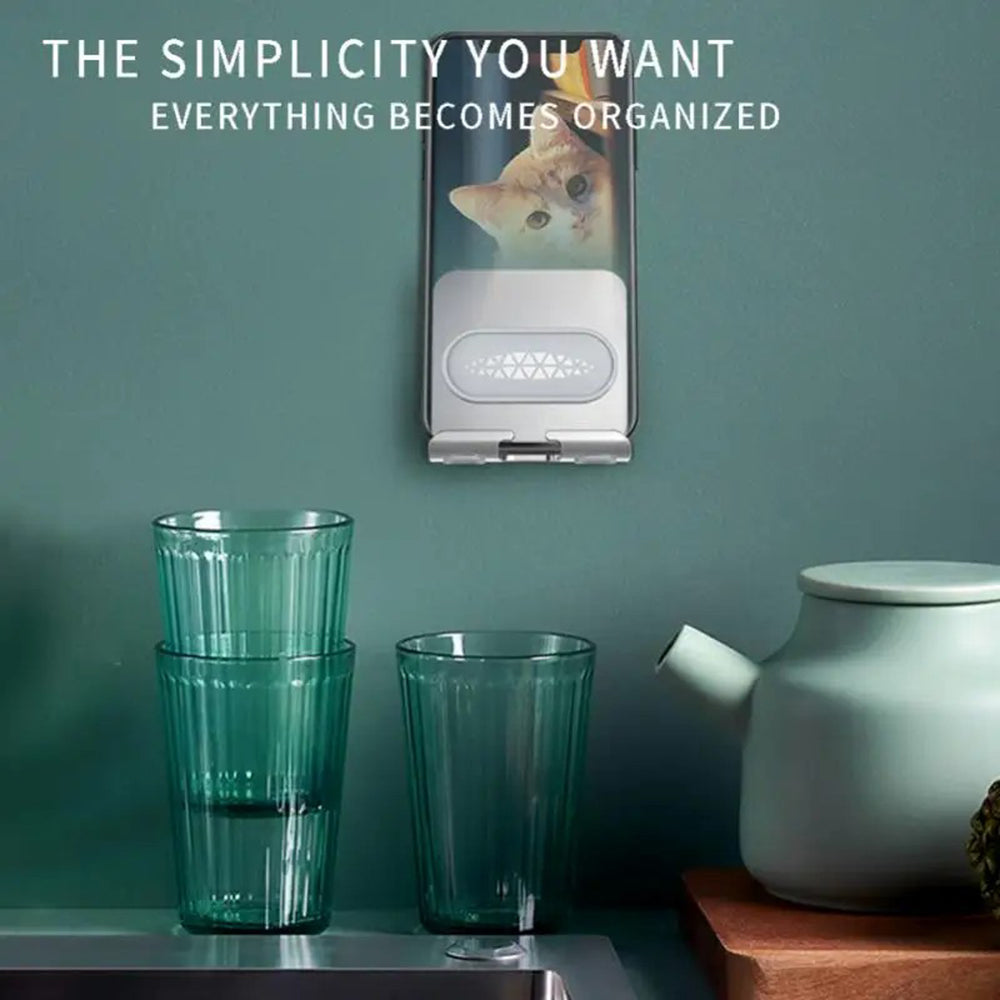 B10 Wall Mount Phone Holder Punch-free Bathroom Adjustable Angle Tablet Stand