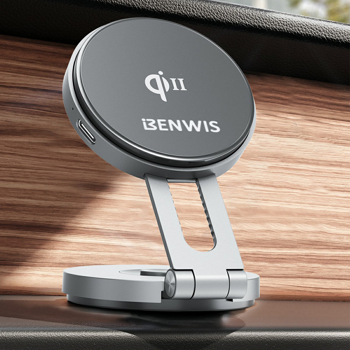 BENWIS PA-MCM-1-GY 15W Magnetic Wireless Charger Foldable Charging Stand Phone Charger