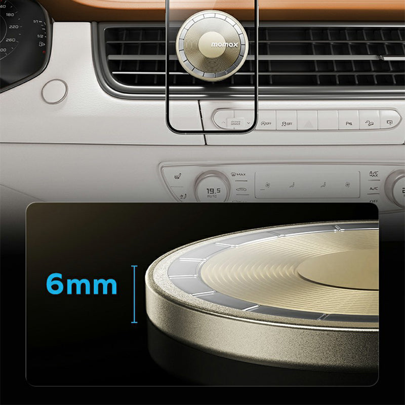 MOMAX MoVe Magnetic Wireless Charging Car Mount Vent Dash Charging Phone Holder Mount
