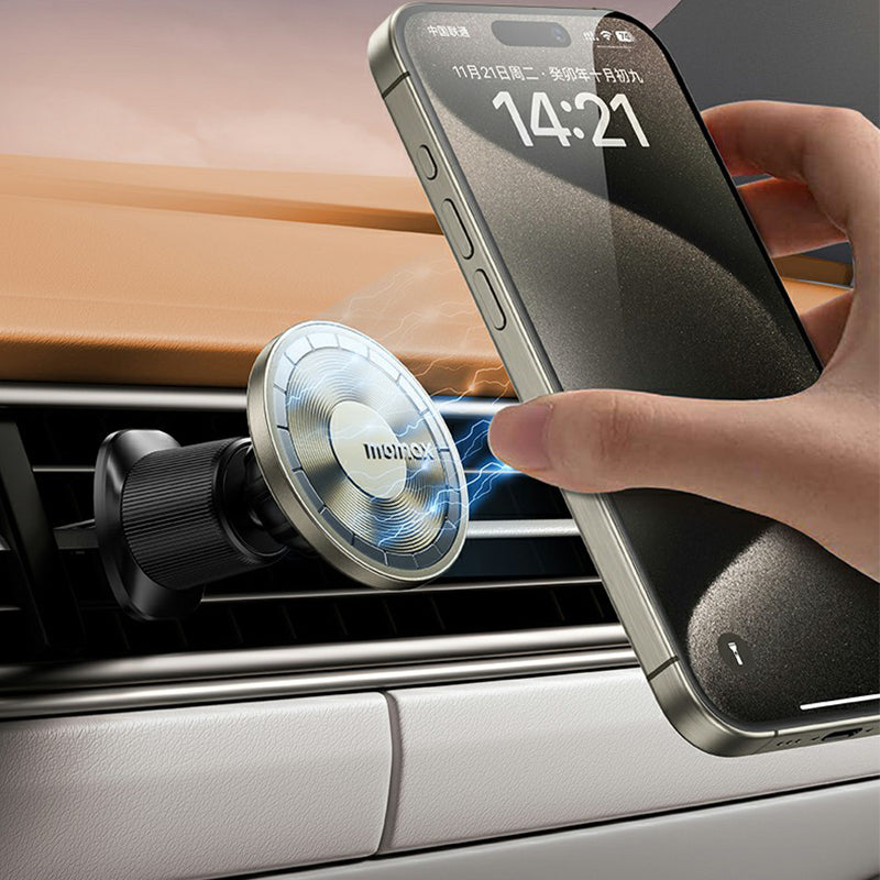MOMAX MoVe Magnetic Wireless Charging Car Mount Vent Dash Charging Phone Holder Mount