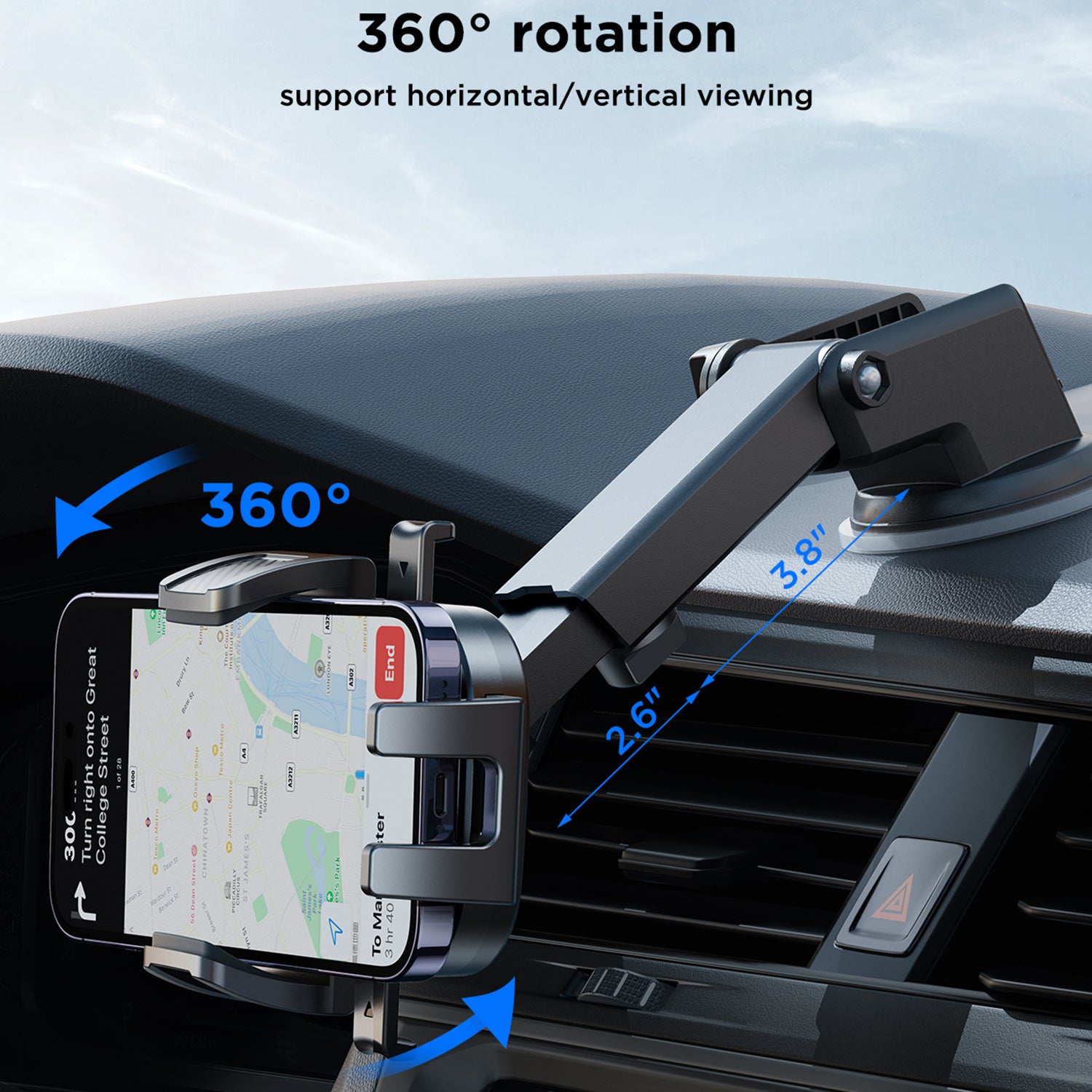 JOYROOM JR-OK6 Car Dashboard Self-Adhesive Mounting Cell Phone Clamp Holder Bracket for iPhone 16 / 16 Ultra / 16 Pro / 16 Pro Max