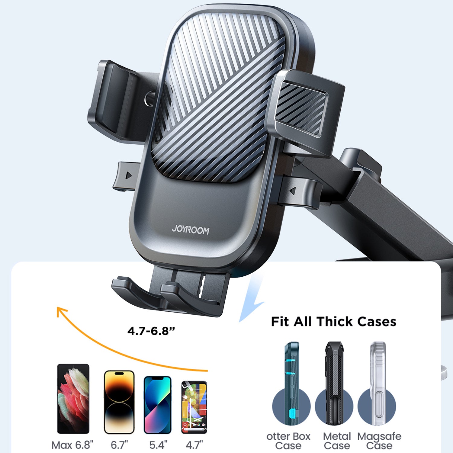JOYROOM JR-OK6 Car Dashboard Self-Adhesive Mounting Cell Phone Clamp Holder Bracket for iPhone 16 / 16 Ultra / 16 Pro / 16 Pro Max