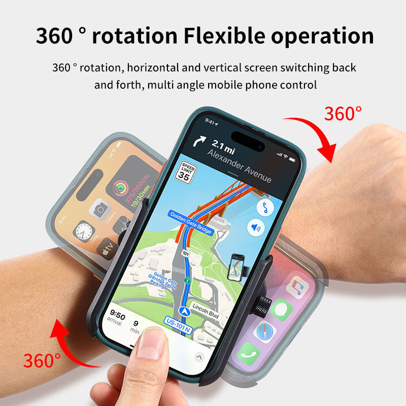 XW-W01 4.0-7.0 inch Running Wristband Phone Holder for iPhone 16 / 16 Ultra / 16 Pro / 16 Pro Max Jogging Wrist Bands 360° Rotatable