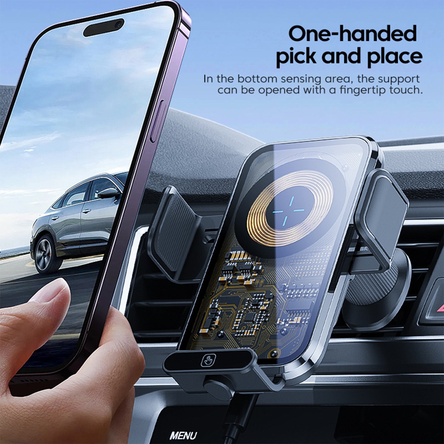 X11s Transparent Car Air Vent Phone Holder Wireless Charger Phone Charging Bracket