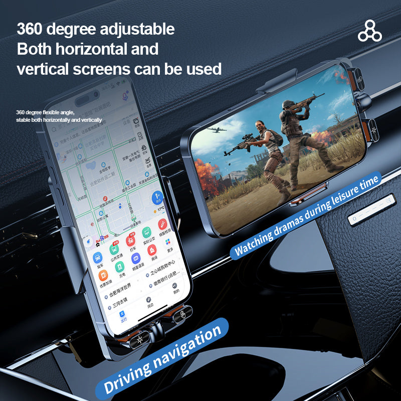 F18 Car Wireless Charger Infrared Sensor Aluminum Alloy+PC Phone Charging Bracket with 2 Magnetic Plugs