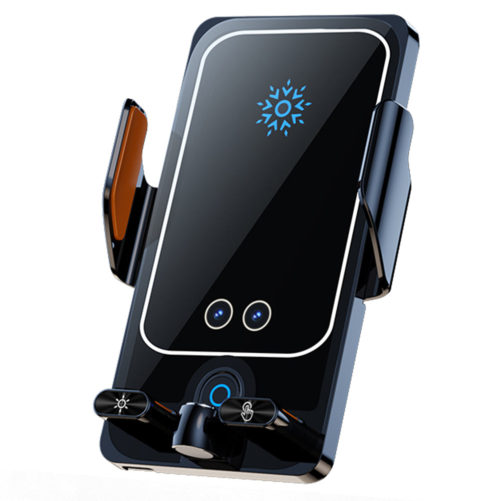 F18 Car Wireless Charger Infrared Sensor Aluminum Alloy+PC Phone Charging Bracket with 2 Magnetic Plugs