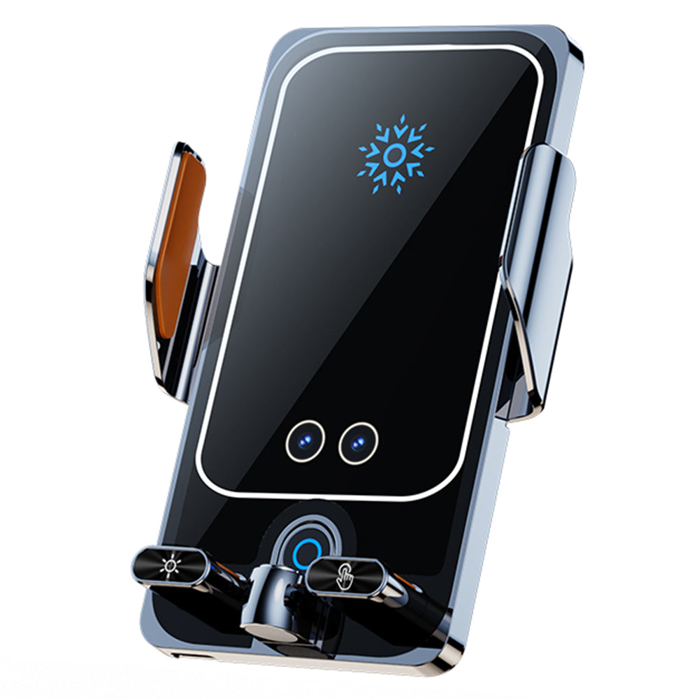 F18 Car Wireless Charger Infrared Sensor Aluminum Alloy+PC Phone Charging Bracket with 2 Magnetic Plugs