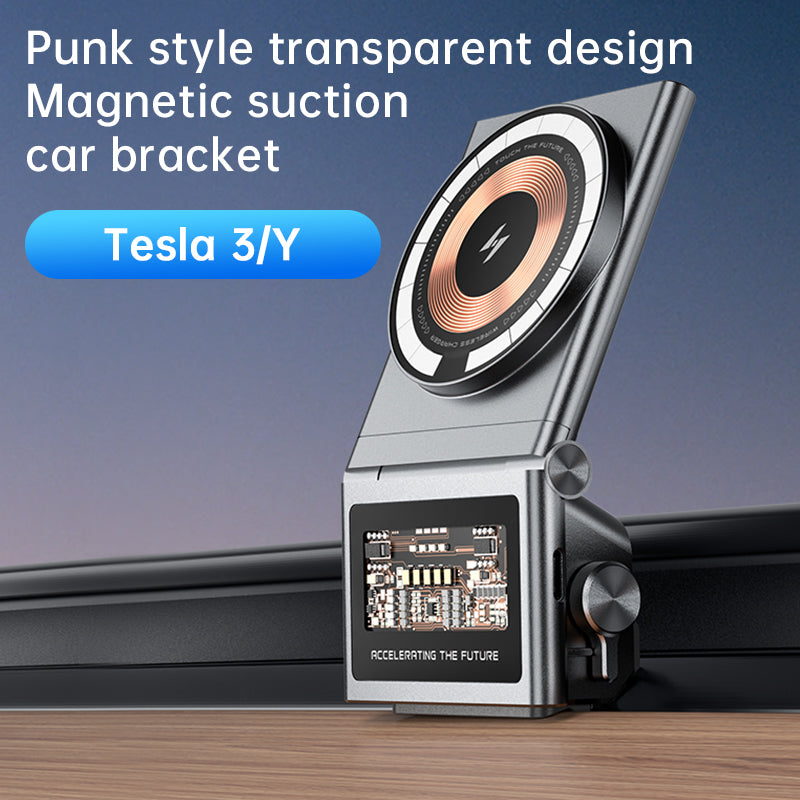 A7 For Tesla Model 3 / Y Transparent Phone Charging Dock 15W Magnetic Wireless Charger
