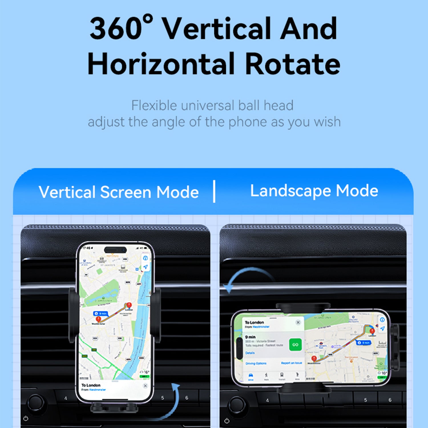 X20 15W Car Wireless Charger 360-Degree Rotation Air Vent Mount Phone Charging Bracket
