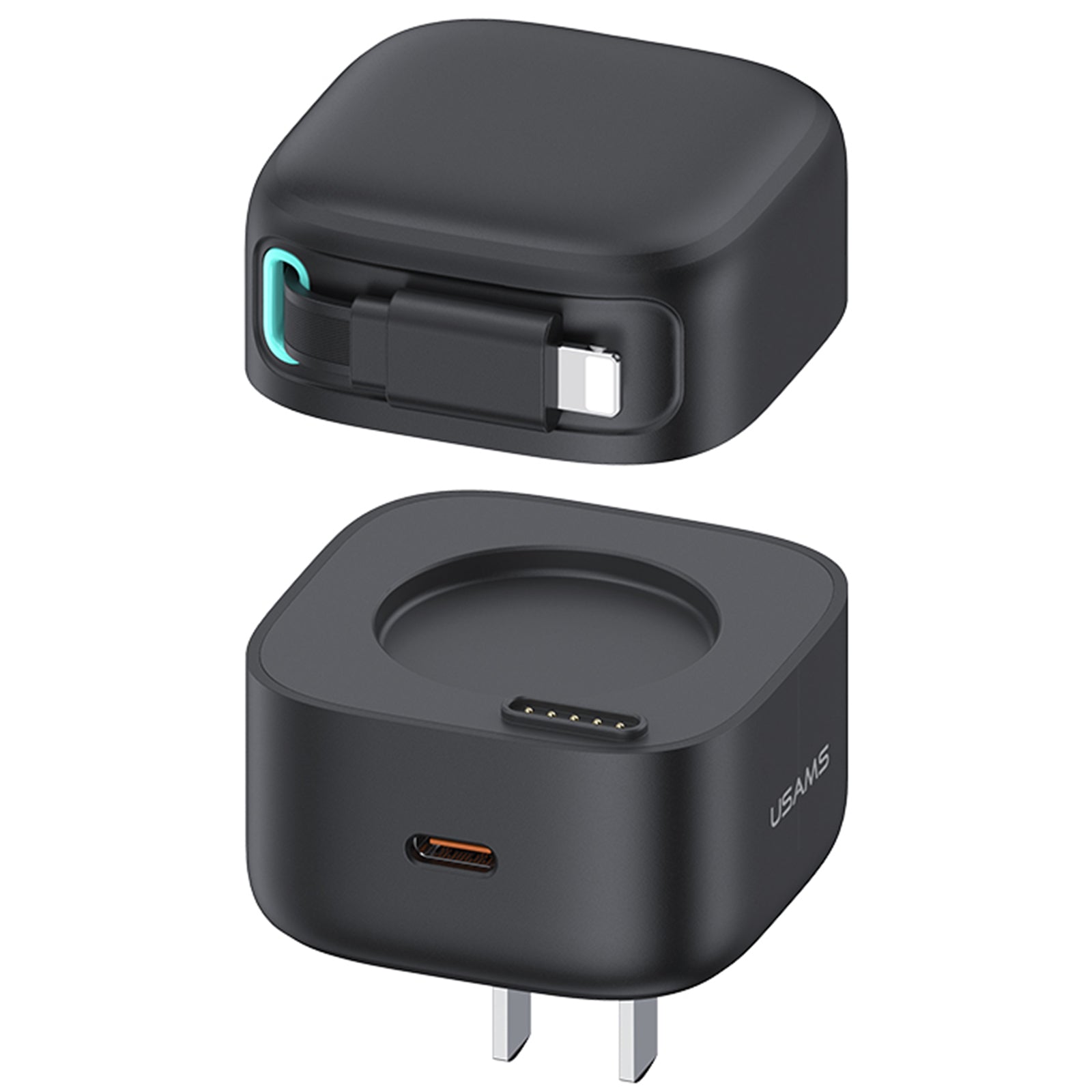 USAMS US-CC212 XMF Series PD 35W GaN Fast Charger with 8Pin Magnetic Retractable Cable Module, CN Plug