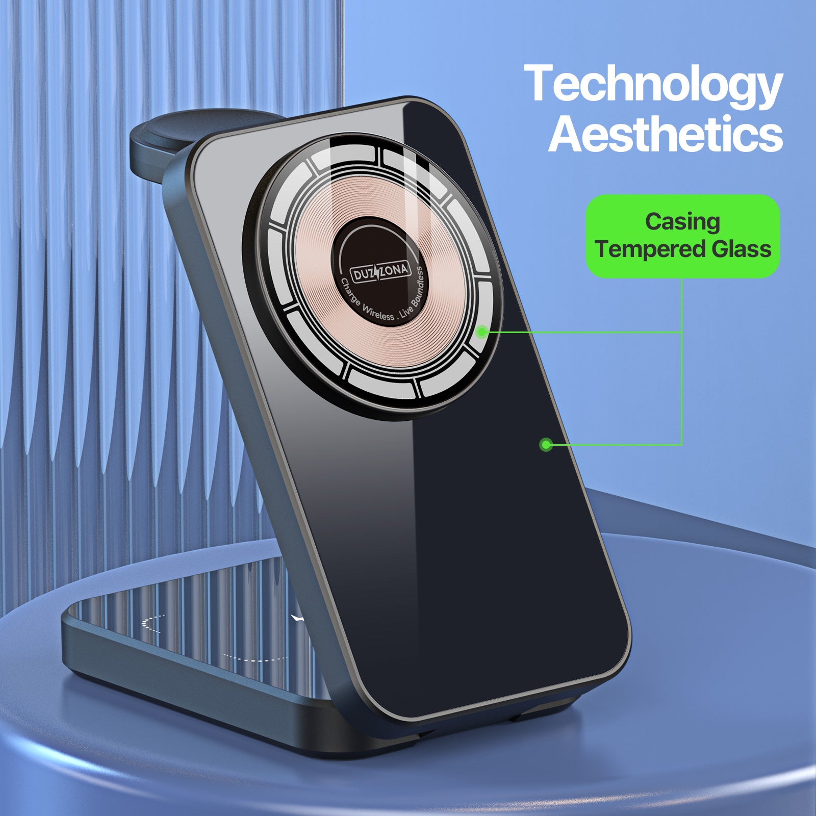 DUZZONA W17 3 in 1 Charging Station 15W Magnetic Foldable Wireless Charger Stand