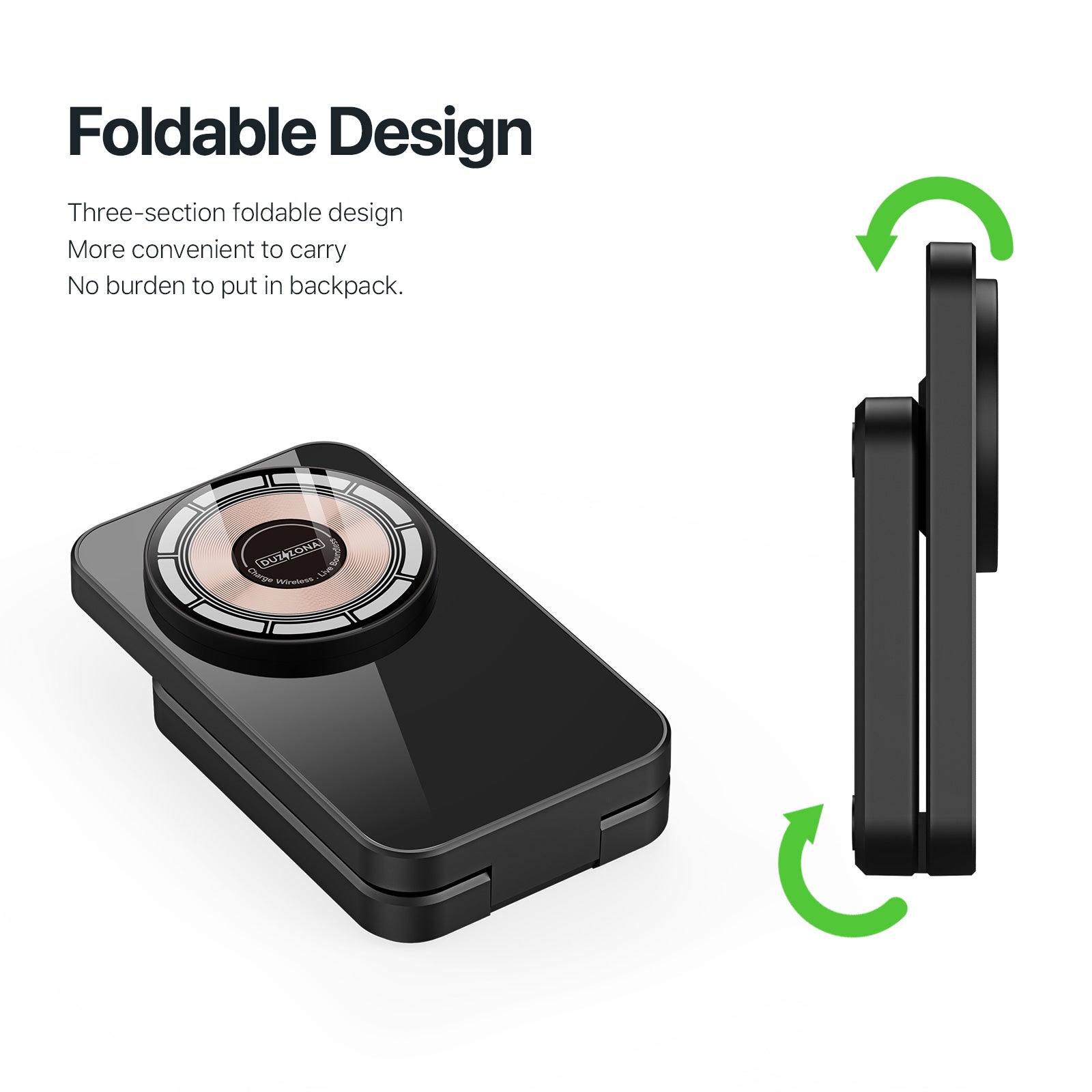 DUZZONA W17 3 in 1 Charging Station 15W Magnetic Foldable Wireless Charger Stand