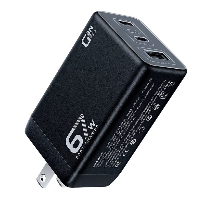 XUNDD XDCH-065 67W Fast Charging GaN Wall Charger USB-A+2xType-C Power Adapter
