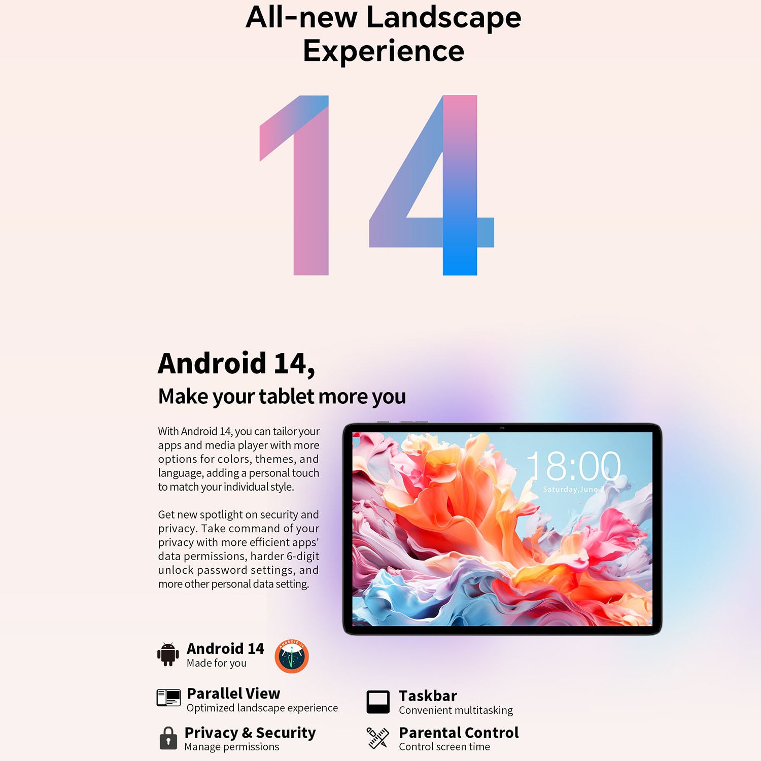 TECLAST P30T 4GB+128GB Android 14 WiFi Tablet 10.1-inch