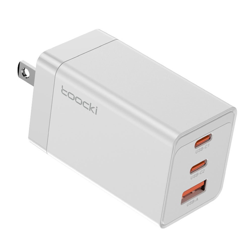 TOOCKI PD 67W Fast Charging Adapter Dual Type-C+1 USB-A GaN Wall Charger