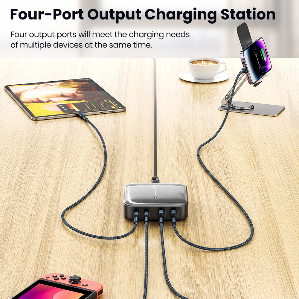 TOOCKI 2 Type-C + 2 USB-A PD 67W Fast Charging Adapter GaN Desktop Charger
