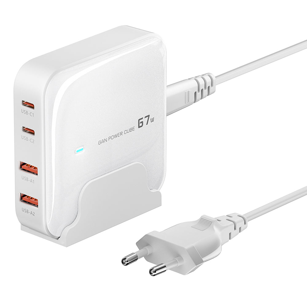 TOOCKI 2 Type-C + 2 USB-A PD 67W Fast Charging Adapter GaN Desktop Charger