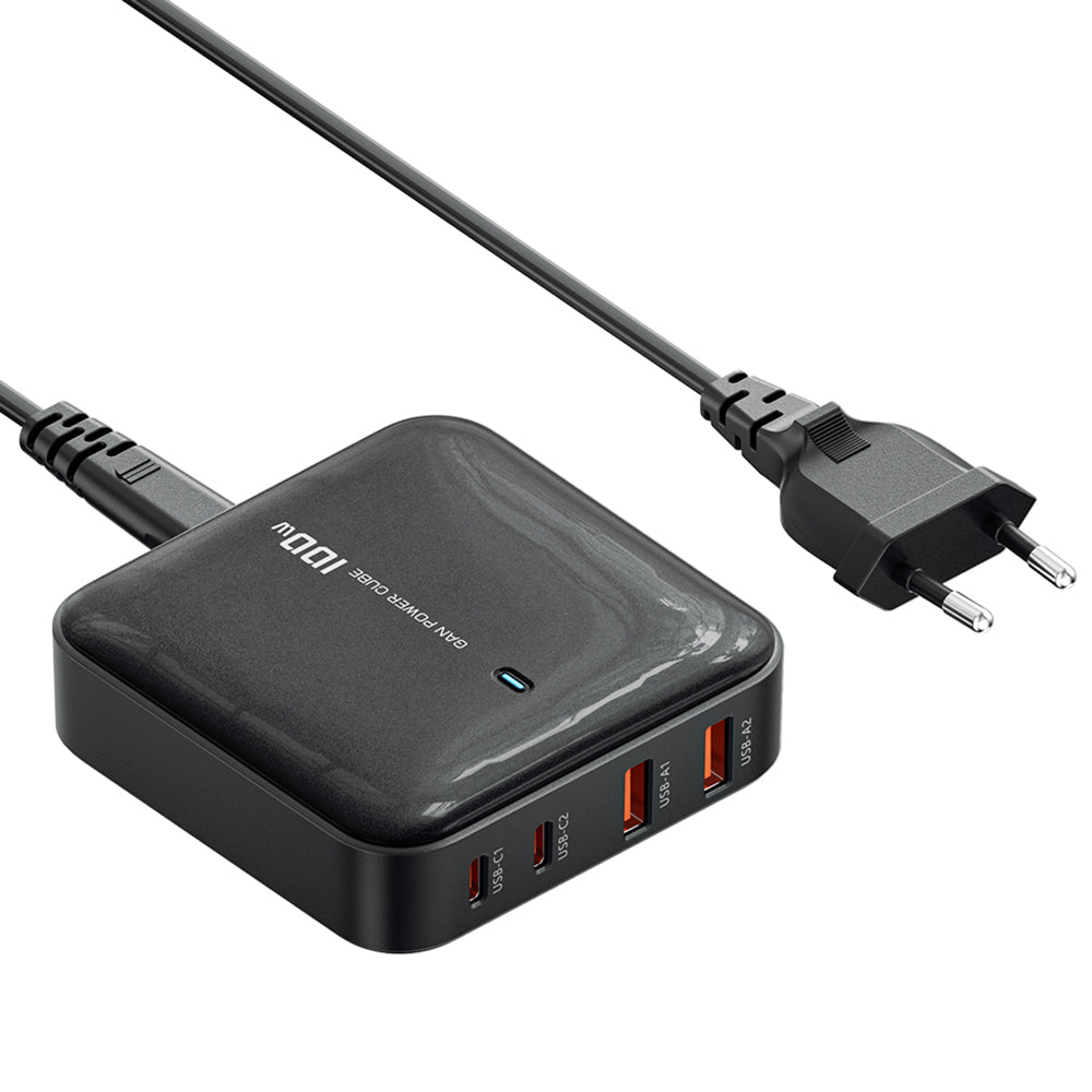 TOOCKI 100W High Power GaN Desktop Charger with 1.5m AC Cable, 2 Type-C+2 USB-A