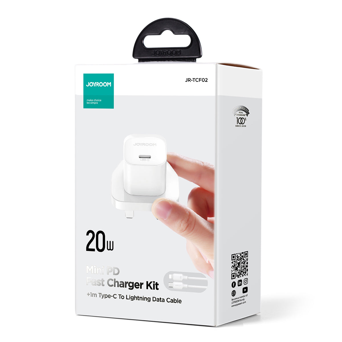 JOYROOM TCF02 PD 20W Single Type-C Port Fast Charging Adapter Mini Charger with 1m Cable, UK Plug