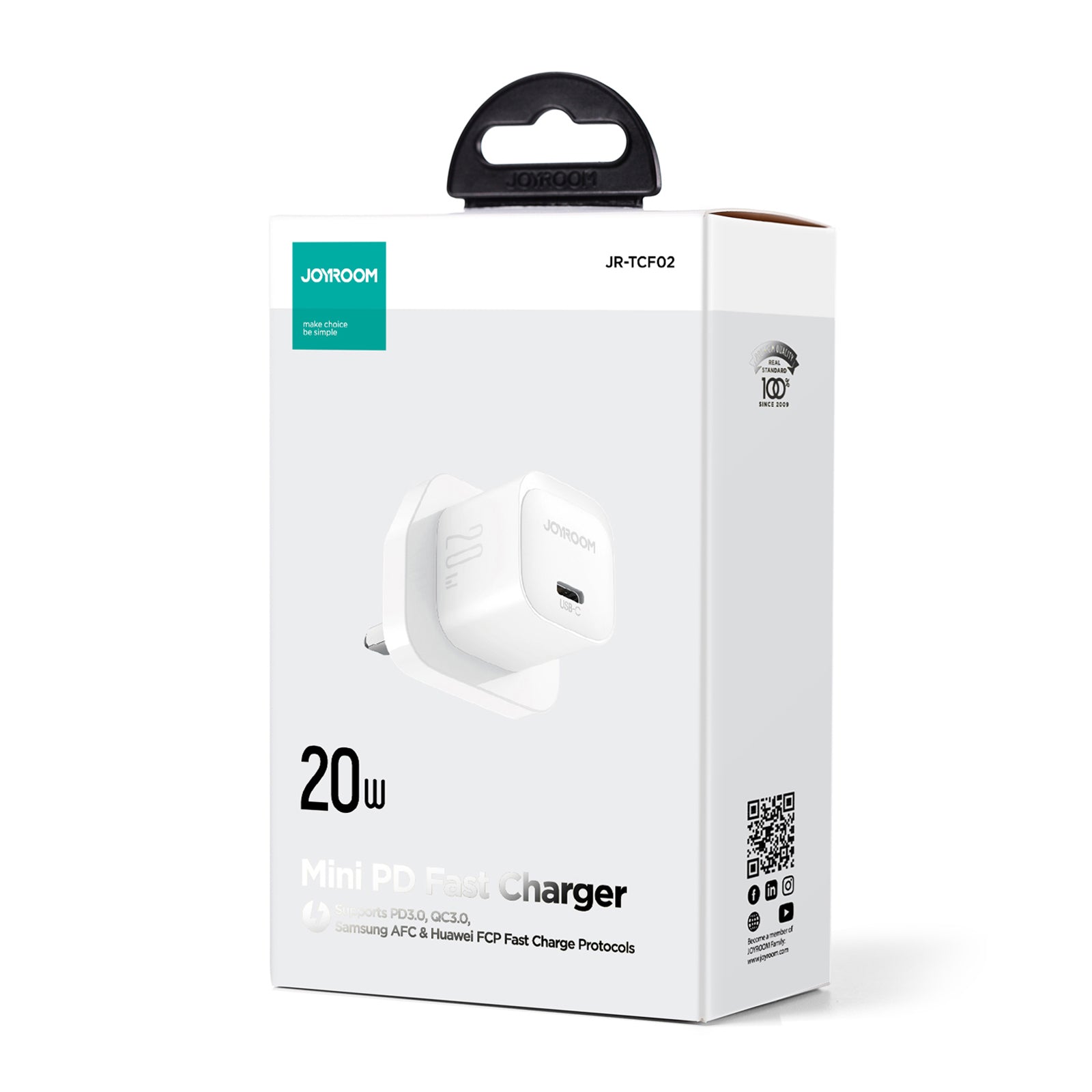 JOYROOM JR-TCF02 PD 20W Type-C Port Phone Fast Charging Adapter Mini Charger, UK Plug