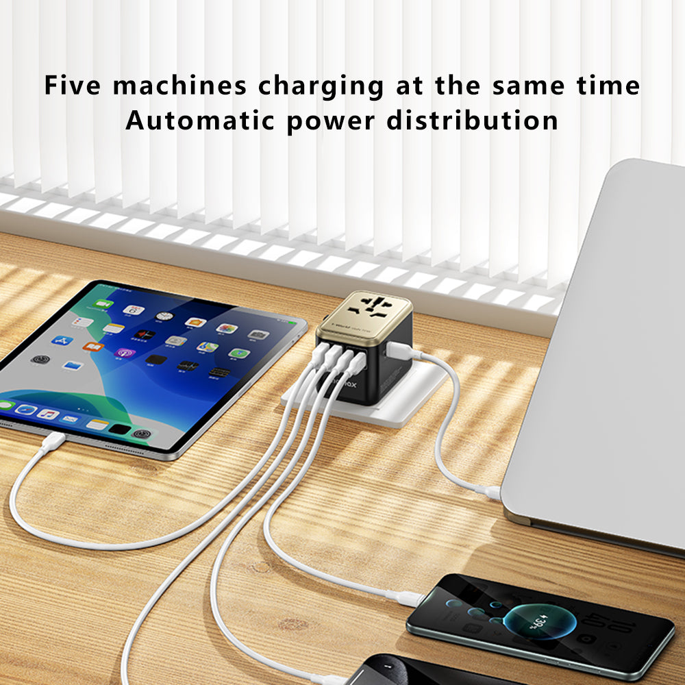 MOMAX UA8A 1-World PD 70W GaN 5 Ports + AC Travel Adapter Global Wall Charger