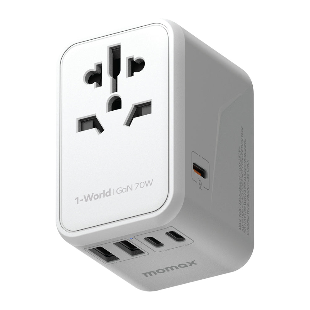 MOMAX UA8A 1-World PD 70W GaN 5 Ports + AC Travel Adapter Global Wall Charger