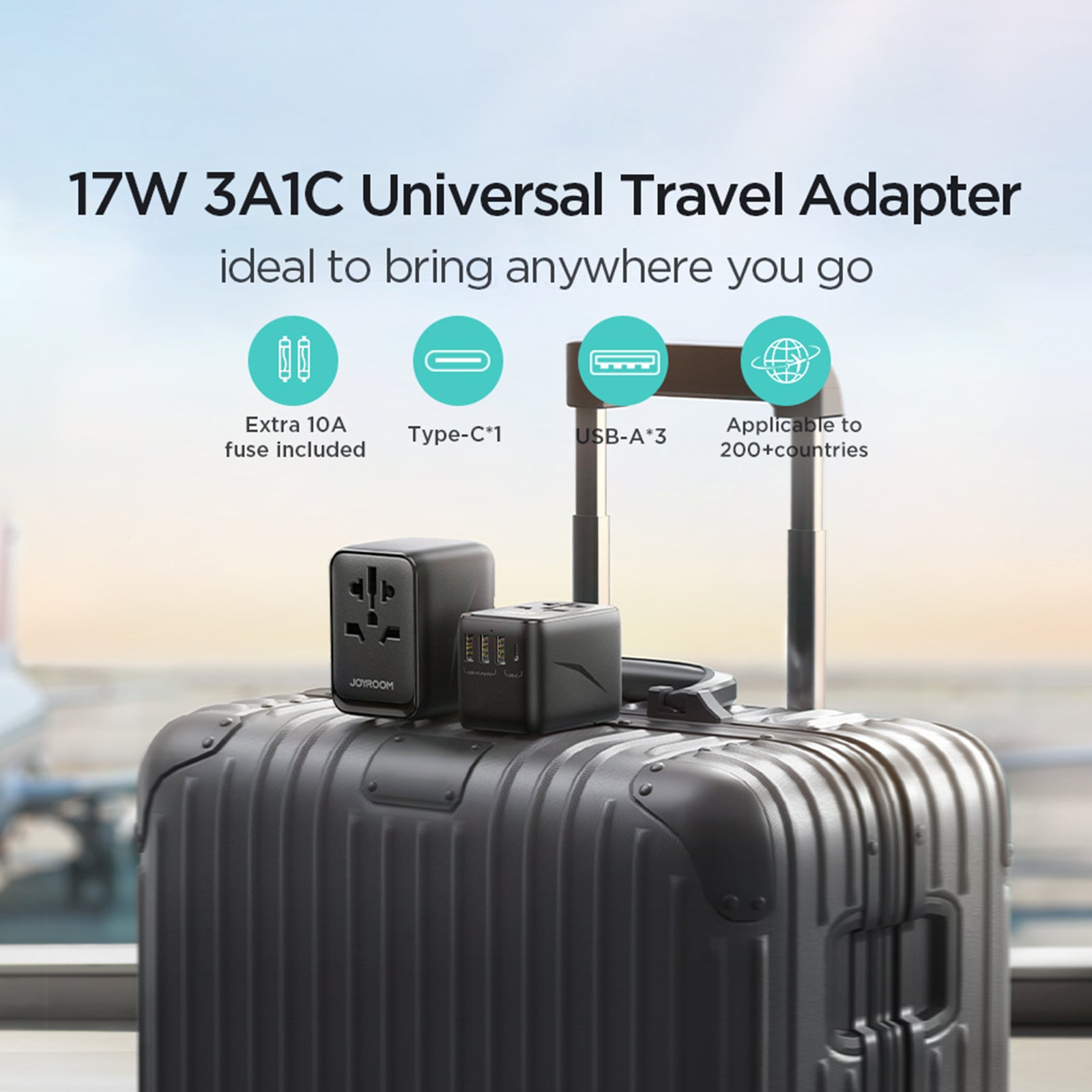 JOYROOM JR-TCW01 17W Travel Adapter Multifunction Type-C+3USB-A Power Charger Converter