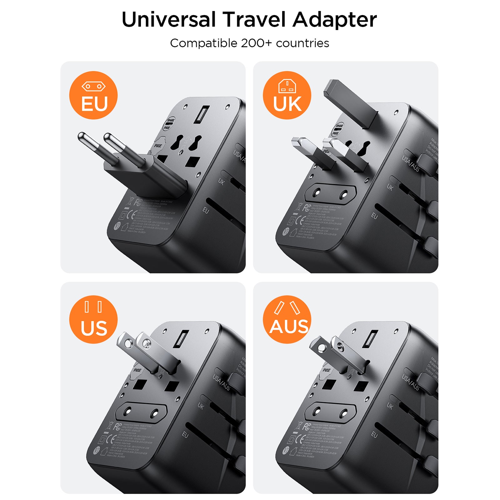 JOYROOM JR-TCW01 17W Travel Adapter Multifunction Type-C+3USB-A Power Charger Converter