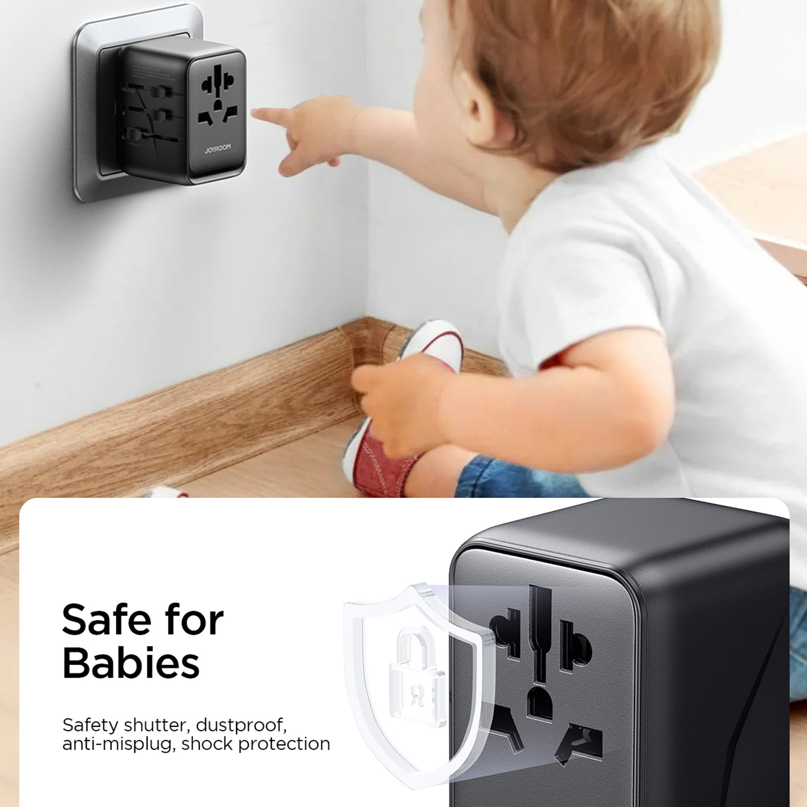 JOYROOM JR-TCW01 17W Travel Adapter Multifunction Type-C+3USB-A Power Charger Converter