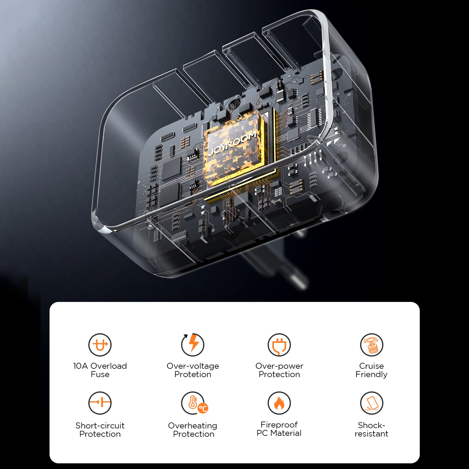 JOYROOM JR-TCW01 17W Travel Adapter Multifunction Type-C+3USB-A Power Charger Converter