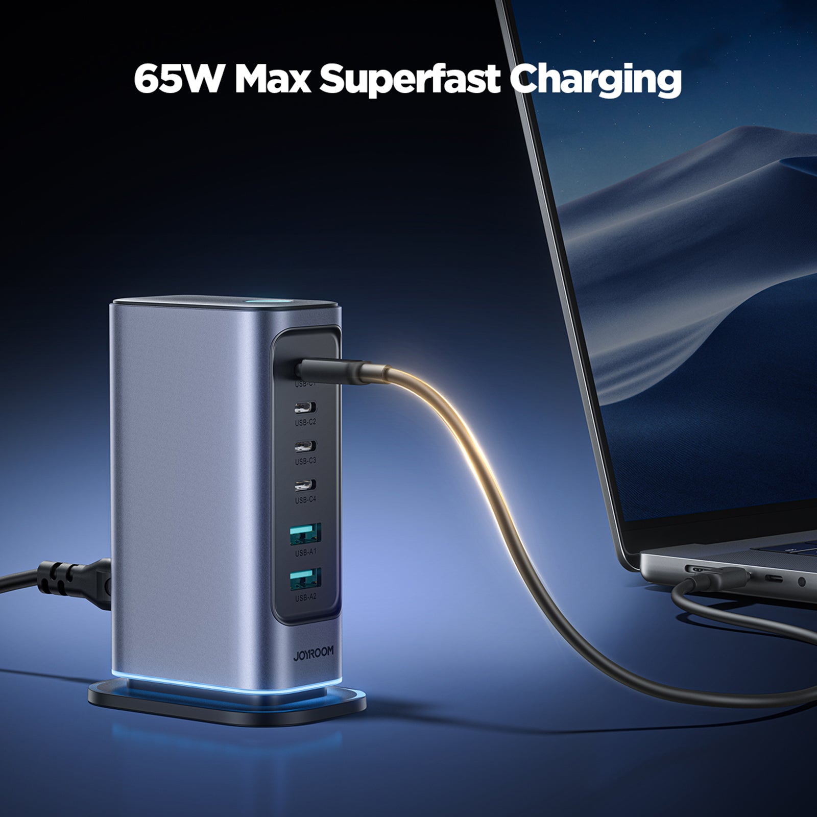 JOYROOM TCM02 65W 6-Port USB Desktop GaN Fast Charging Station Hub Wall Charger