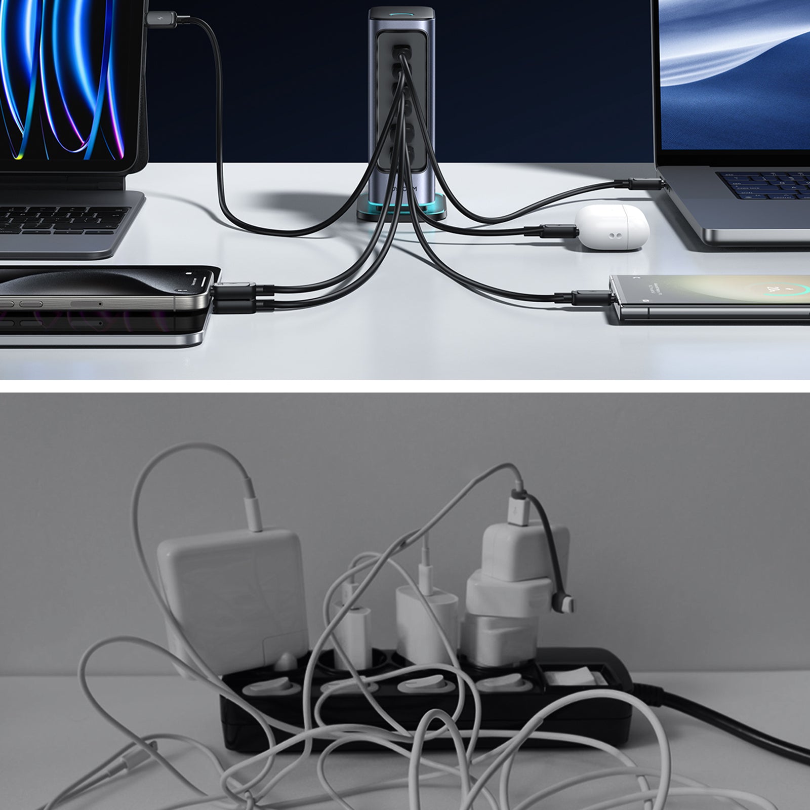 JOYROOM TCM02 65W 6-Port USB Desktop GaN Fast Charging Station Hub Wall Charger