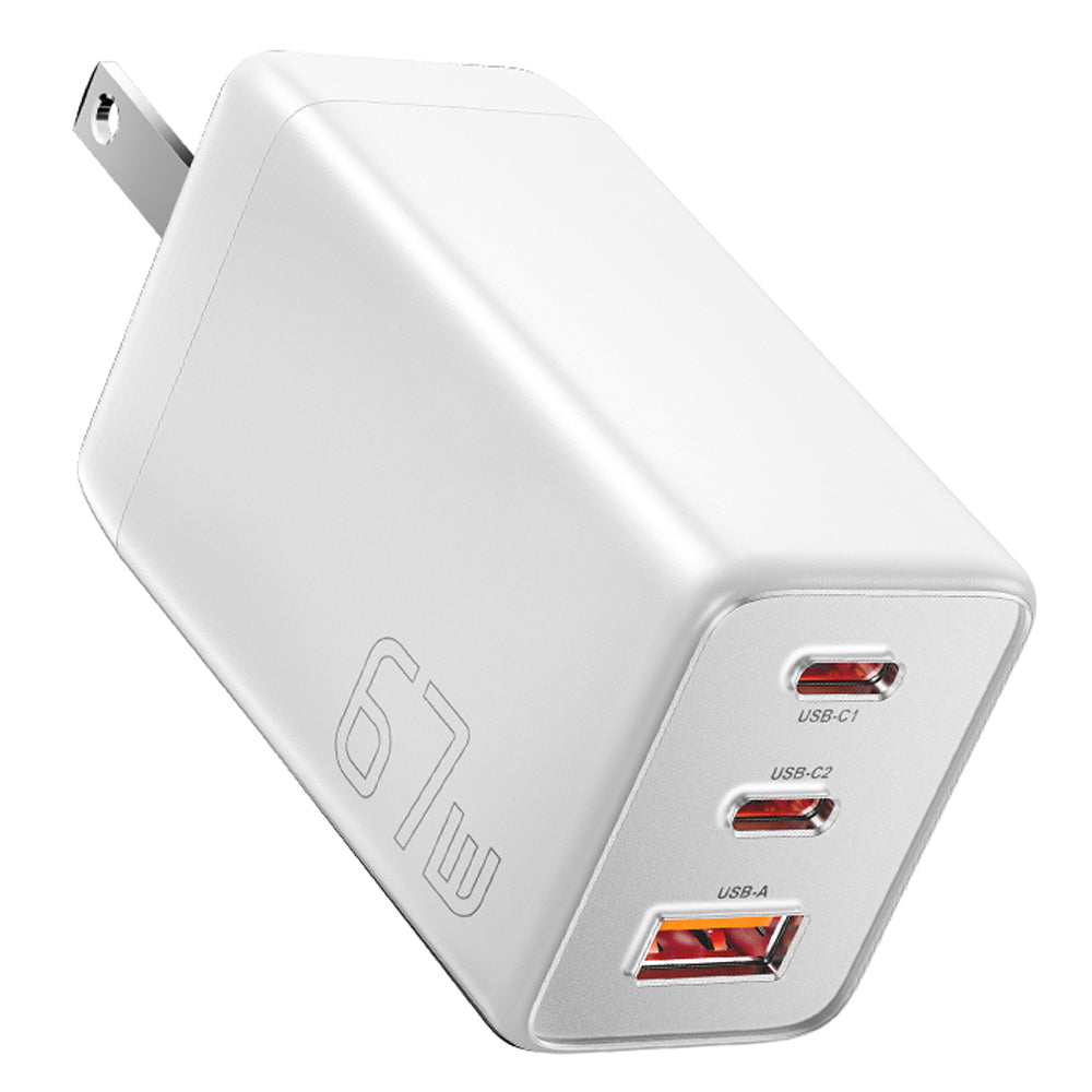 ESSAGER 67W High Power GaN Travel Adapter USB-A + 2 Type-C Portable Wall Charger