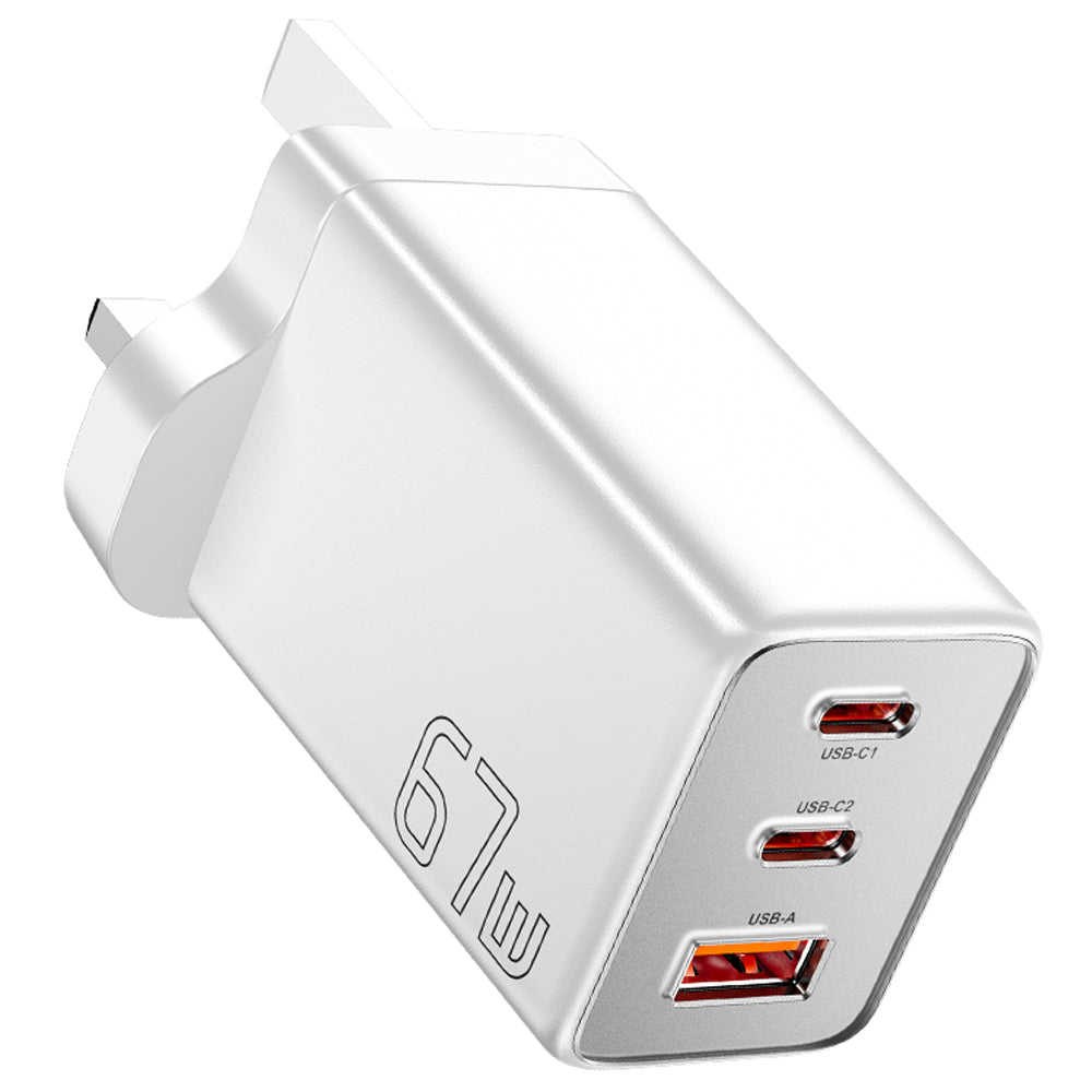 ESSAGER 67W High Power GaN Travel Adapter USB-A + 2 Type-C Portable Wall Charger