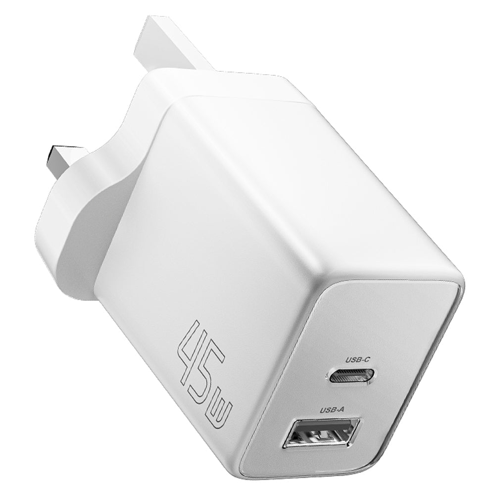 ESSAGER ES-CD40 45W GaN Travel Charger Type-C + USB-A Phone Tablet Power Adapter
