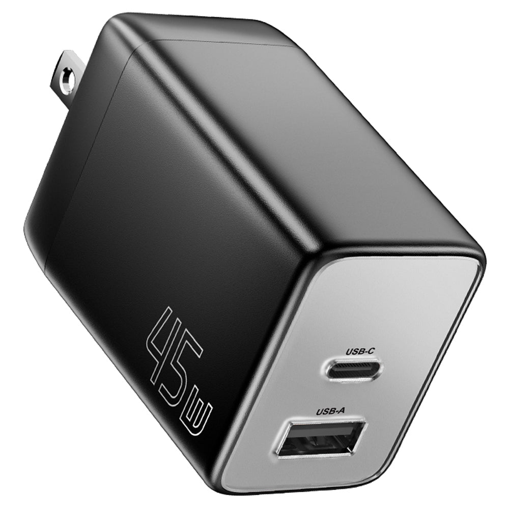 ESSAGER ES-CD40 45W GaN Travel Charger Type-C + USB-A Phone Tablet Power Adapter