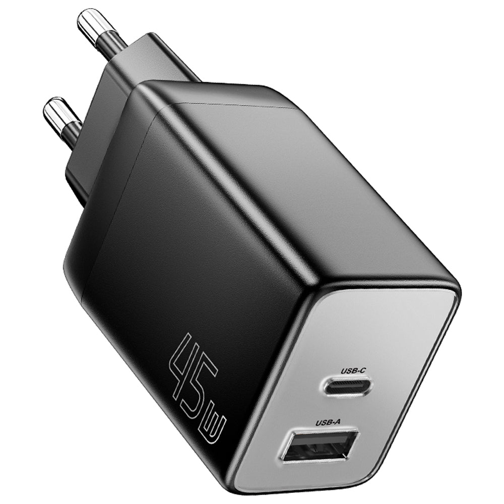 ESSAGER ES-CD40 45W GaN Travel Charger Type-C + USB-A Phone Tablet Power Adapter