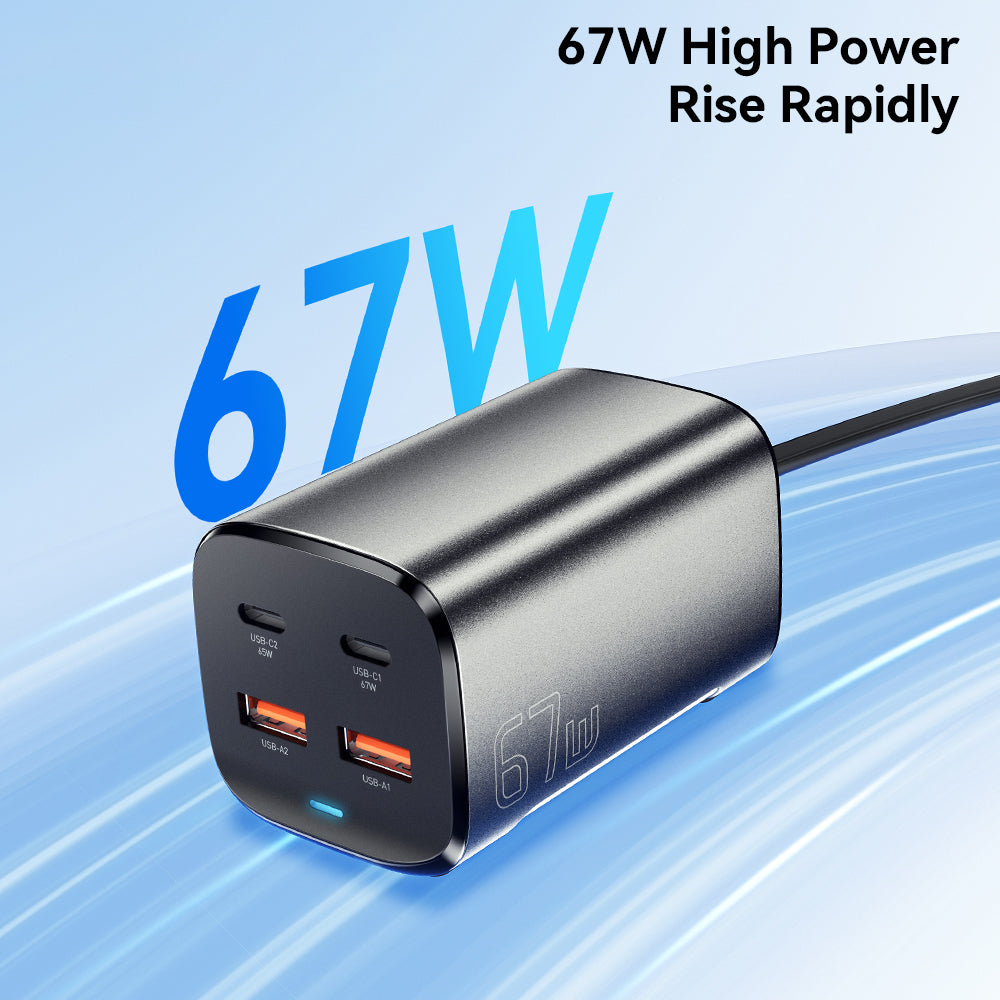 ESSAGER 67W GaN Power Adapter 2 USB + 2 Type-C Portable Desktop Charger