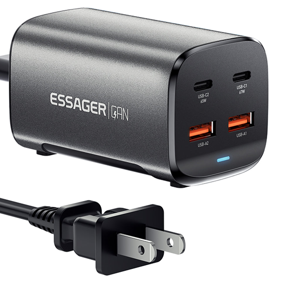 ESSAGER 67W GaN Power Adapter 2 USB + 2 Type-C Portable Desktop Charger
