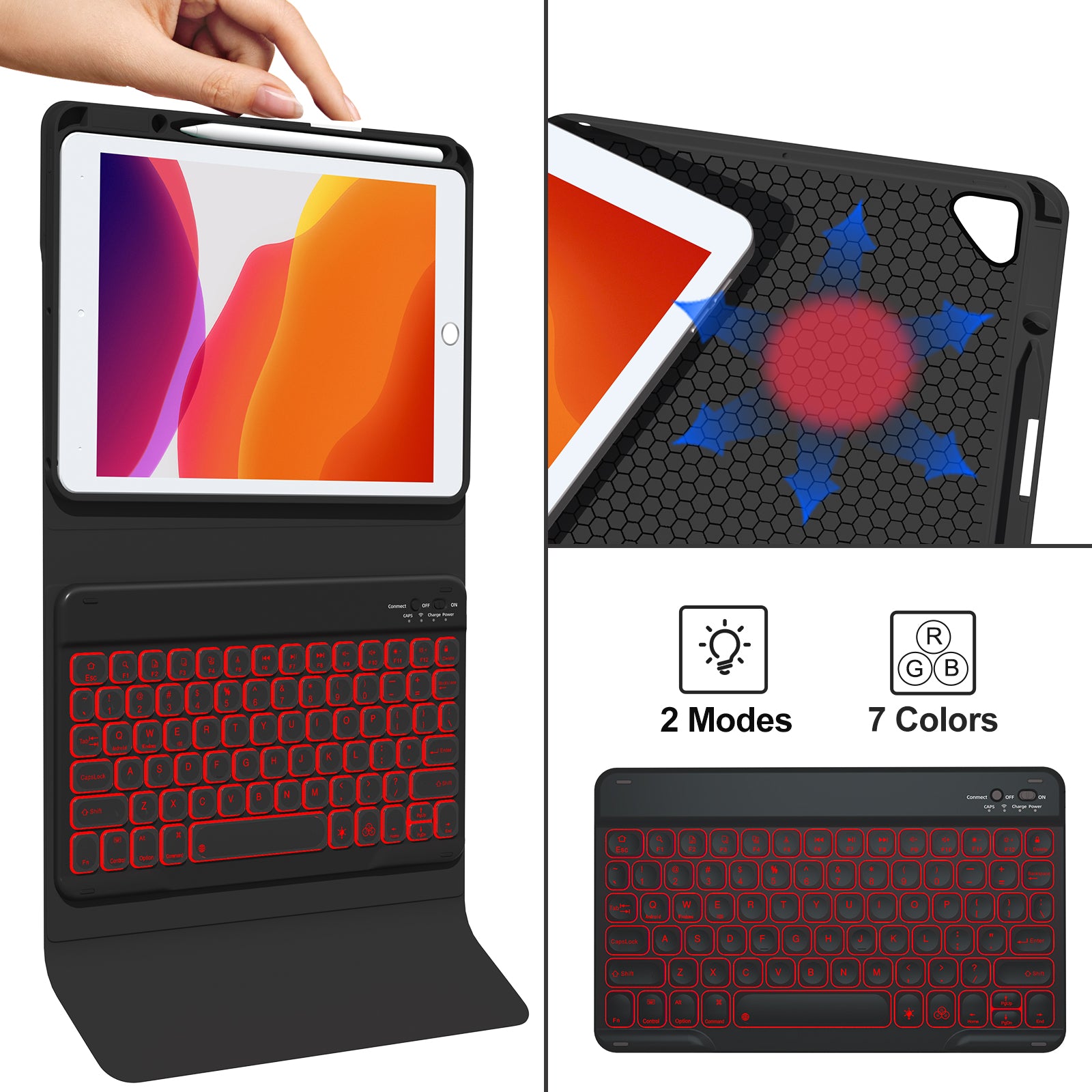 For iPad 10.2 (2021) / (2019) / (2020) / iPad Pro 10.5-inch (2017) / Air 10.5 inch (2019) Backlit Bluetooth Keyboard Tablet Case