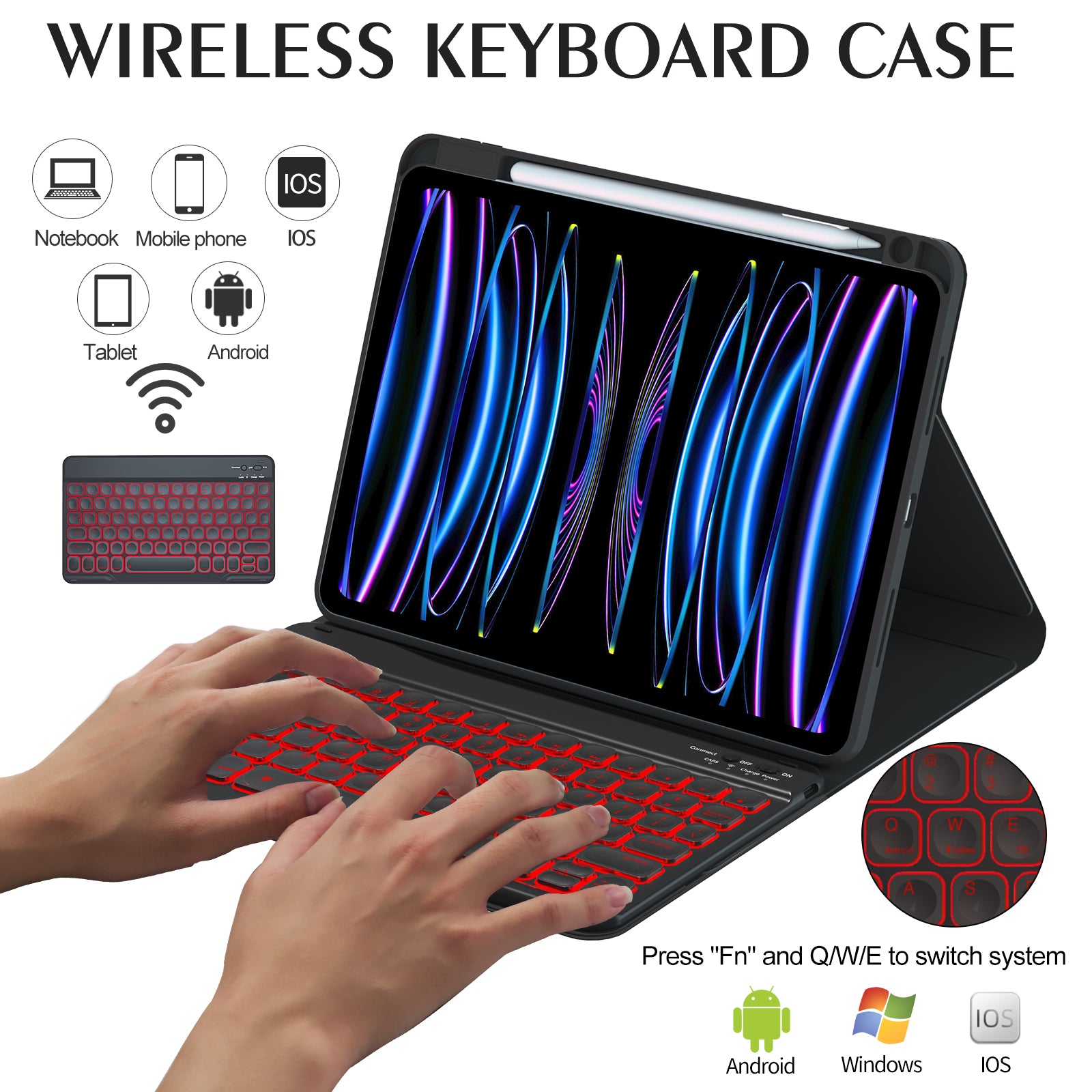 For iPad Pro 11-inch (2018) / (2020) / (2021) / (2022) / iPad Air (2020) / (2022) Tablet Case Backlit Bluetooth Keyboard