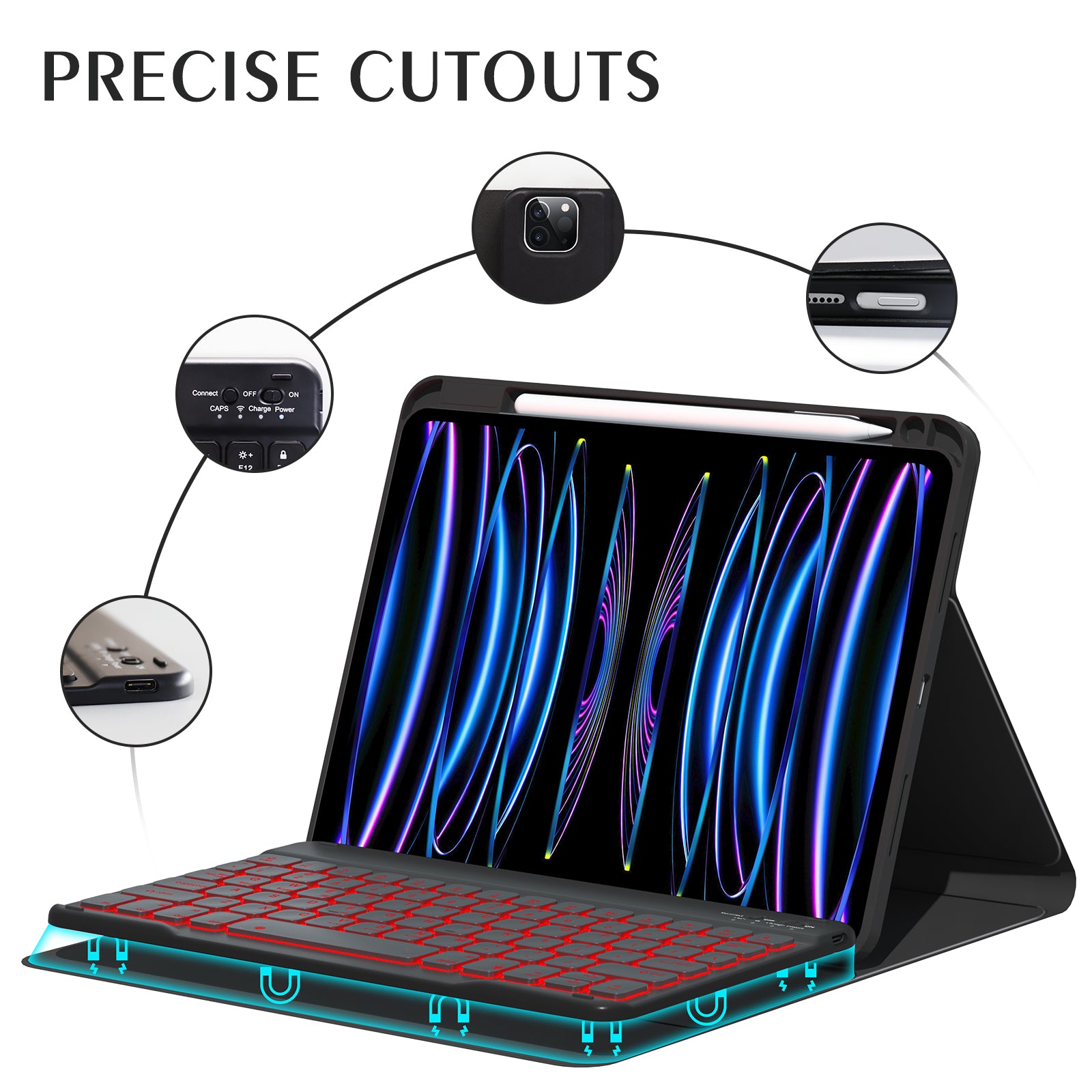For iPad Pro 11-inch (2018) / (2020) / (2021) / (2022) / iPad Air (2020) / (2022) Tablet Case Backlit Bluetooth Keyboard