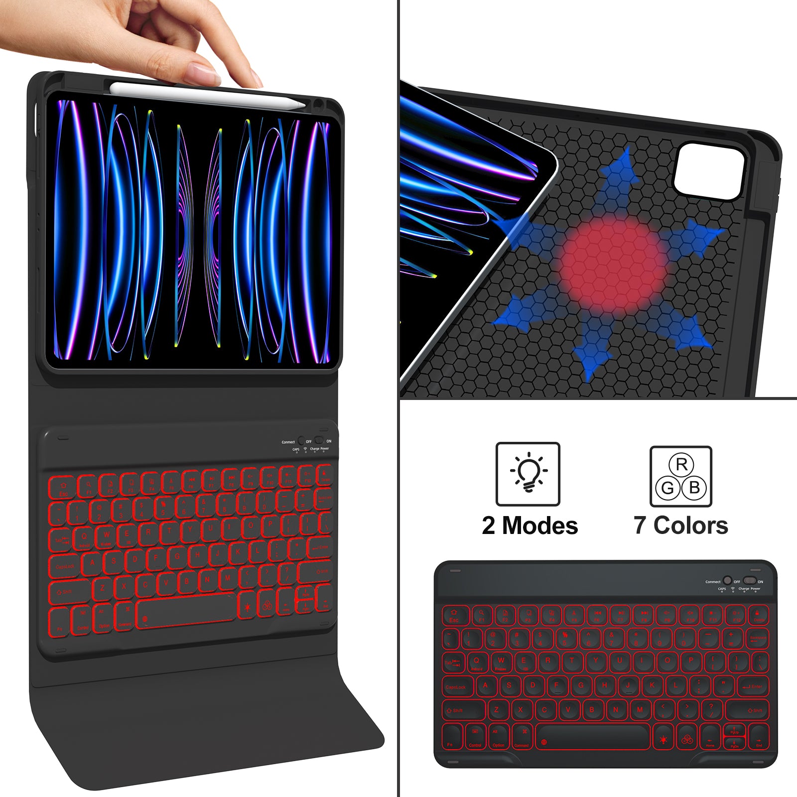 For iPad Pro 11-inch (2018) / (2020) / (2021) / (2022) / iPad Air (2020) / (2022) Tablet Case Backlit Bluetooth Keyboard