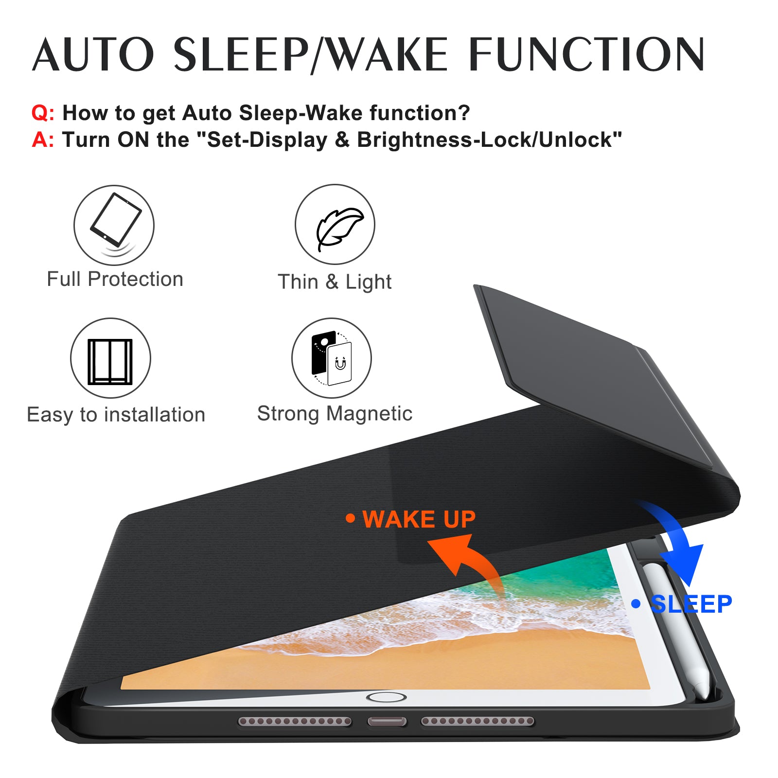 For iPad 9.7-inch (2017) / (2018) / iPad Air 2 Backlit Bluetooth Keyboard Tablet Leather Case