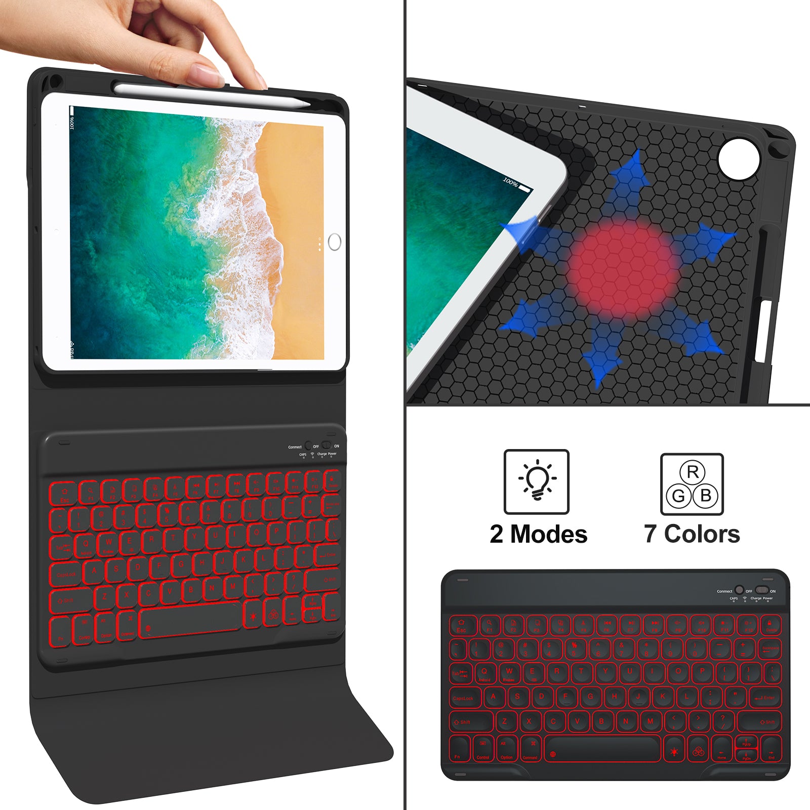 For iPad 9.7-inch (2017) / (2018) / iPad Air 2 Backlit Bluetooth Keyboard Tablet Leather Case