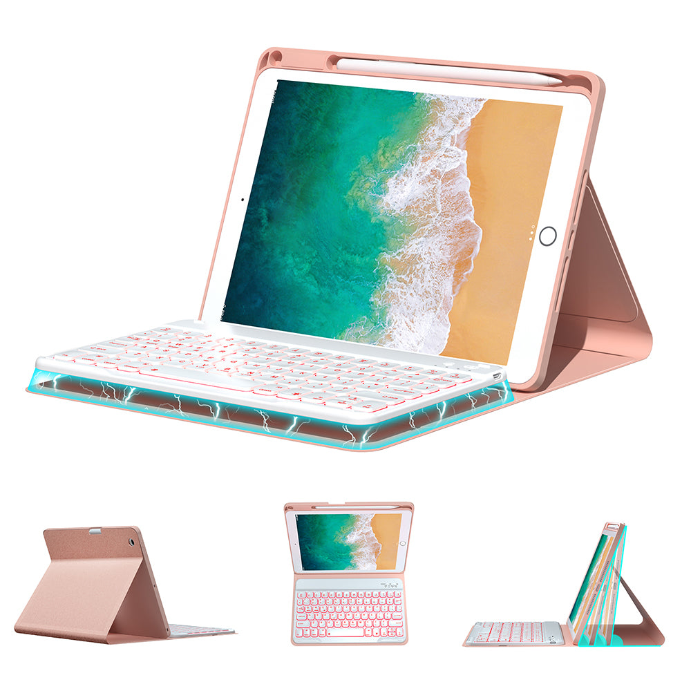 For iPad 9.7-inch (2017) / (2018) / iPad Air 2 Backlit Bluetooth Keyboard Tablet Leather Case